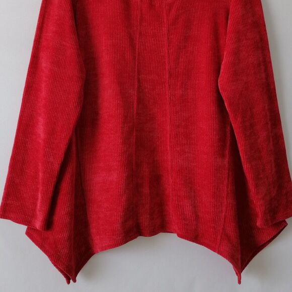 Rafaella Womens Ruby Red Long Sleeve Corduroy Asymmetric Hem Blouse Size XL - Picture 4 of 7
